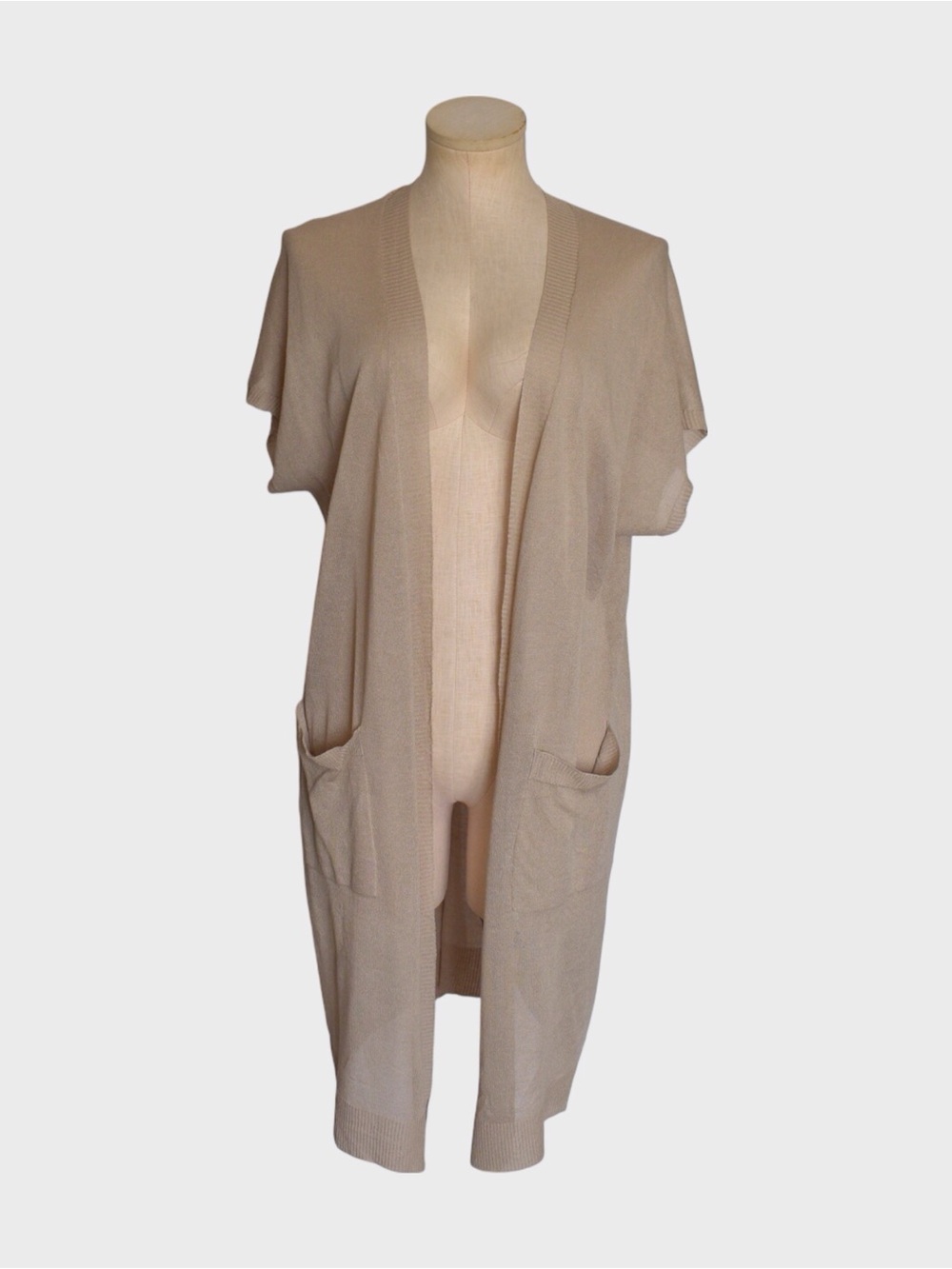Very J Longline Short Sleeve Open Front Cardigan